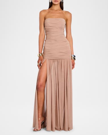 Retrofete Adele Ruched Strapless Maxi Dress