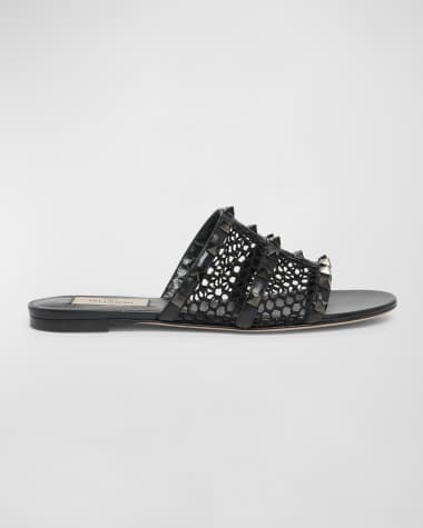 Valentino Garavani Black Nappa Stud Slippers