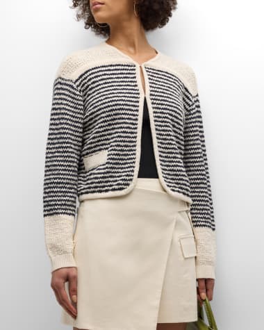 Tanya Taylor Ashton Organic Cotton Knit Two-Tone Jacket