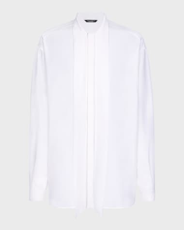 Dolce&Gabbana Men's Crepe de Chine Shirt with Scarf Detail