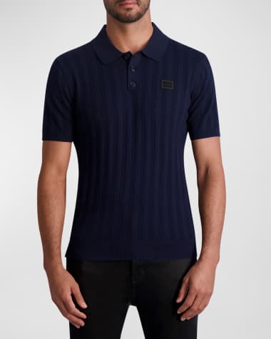Karl Lagerfeld Paris Men's Textured Rib Polo Sweater