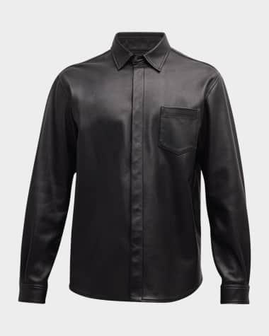 John Elliott Men's Leather Cloak Shirt