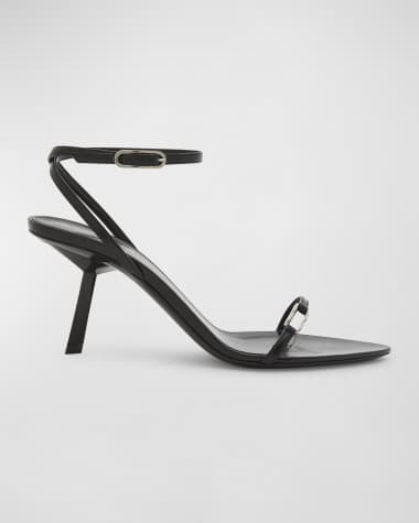 Saint Laurent Kitty Leather Ankle-Strap Sandals