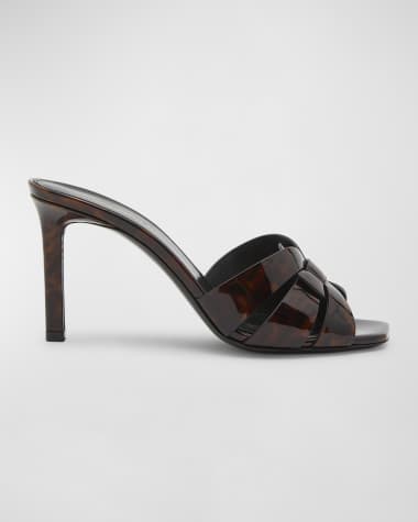 Saint Laurent Tribute Woven Tortoiseshell Slide Sandals