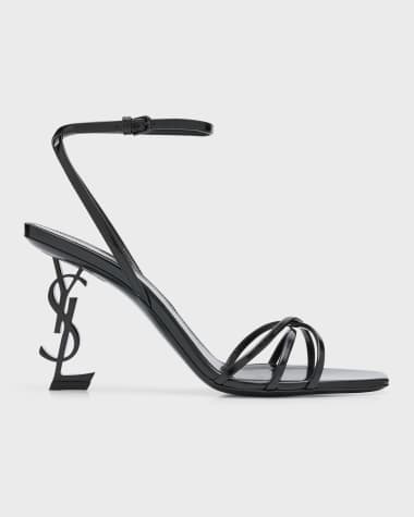 Saint Laurent Opyum Patent YSL Ankle-Strap Sandals