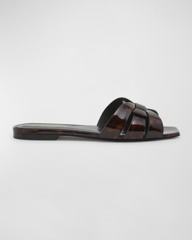 Saint Laurent Tribute Tortoise Shell Flat Slide Sandals