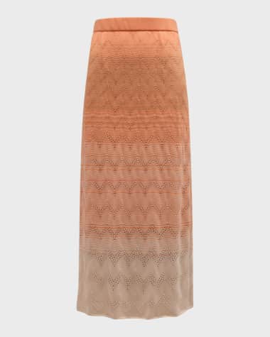 Misook Pointelle-Knit Ombre Midi Skirt