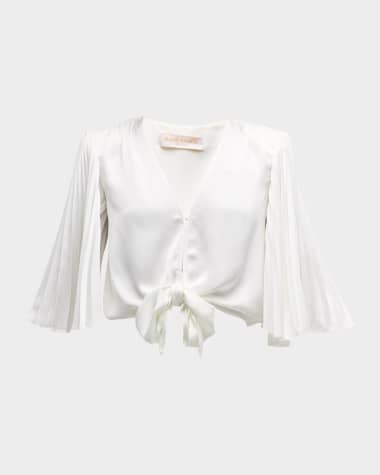 Ramy Brook Salma Pleated-Sleeve Blouse