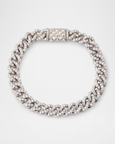 Neiman Marcus Diamonds 18K White Gold Cuban Diamond Chain Link Necklace, 8.00tcw