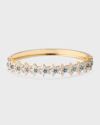 Siena Jewelry 14K Yellow Gold Blue Topaz Star Bangle Bracelet