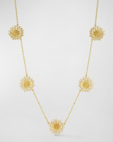 Tanya Farah 18k Yellow Gold Diamond Daisy Station Necklace