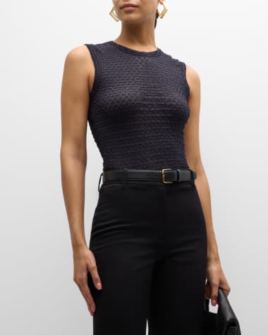 FRAME Sleeveless Mesh-Lace Top