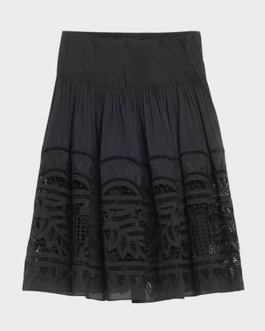 Kobi Halperin Tayla Pleated Embroidered Midi Skirt