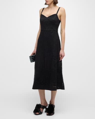 Kobi Halperin Willow Floral Lace Sweetheart Midi Dress