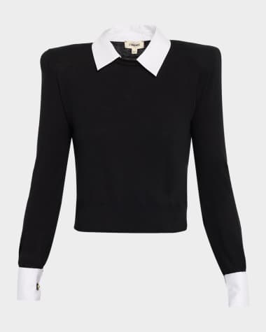 L'Agence April Poplin Collar Pullover Top