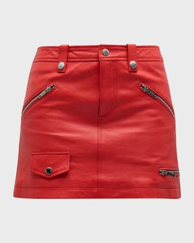 Moschino Jeans Zip-Pocket Faux-Leather Mini Skirt