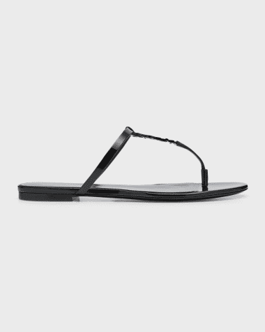 Saint Laurent Cassandra Patent YSL Thong Slide Sandals