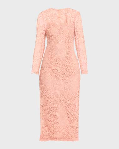 Carolina Herrera Lace Crewneck Midi Dress