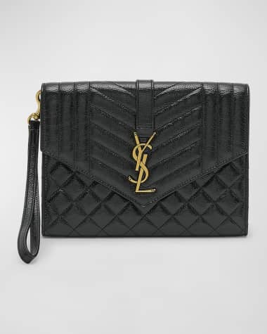 Saint Laurent YSL Flap Leather Pouch Clutch Bag