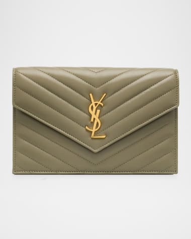 Saint Laurent Small YSL Wallet on Chain in Quilted Leather