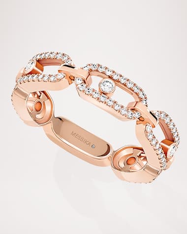 Messika Move Link 18K Rose Gold Diamond Ring, EU 51 / US 5.75