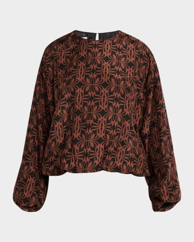 Dries Van Noten Capo Abstract-Print Long-Sleeve Silk Shirt