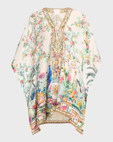 Camilla Plumes and Parterres Crystal Lace-Up Mini Kaftan