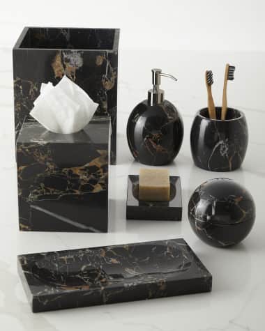 Kassatex Athenas Marble Lotion Dispenser Athenas Marble Cotton Jar Athenas Marble Soap Dish