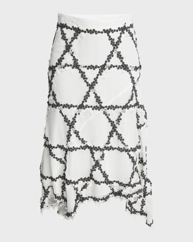 Koche Flared Lace Midi Skirt