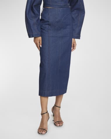 Jacquemus Nimes Obra Denim Midi Pencil Skirt