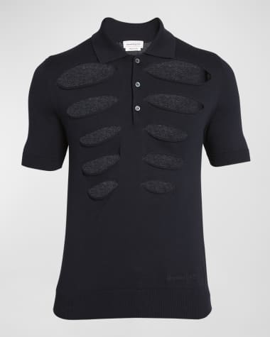 McQueen Men's Slit Cotton Polo Shirt