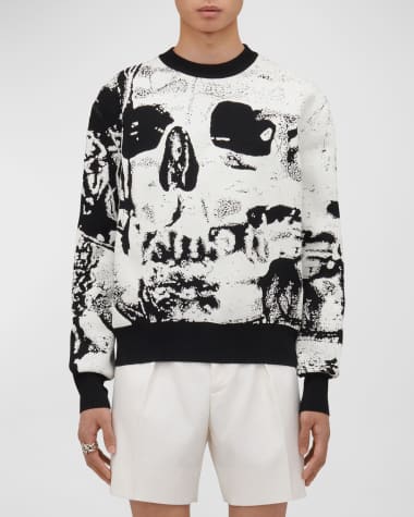 Alexander McQueen Men's Folded Skull Jacquard Sweater
