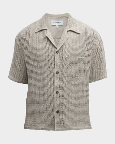FRAME Men's Linen Open Weave Overshirt