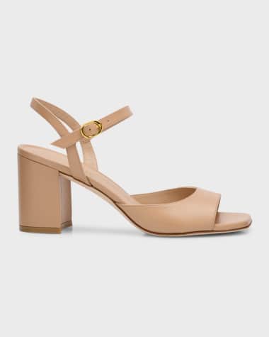 Stuart Weitzman Tia Calfskin Ankle-Strap Sandals