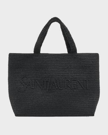 Saint Laurent Men's Tonal Logo Raffia Tote Bag