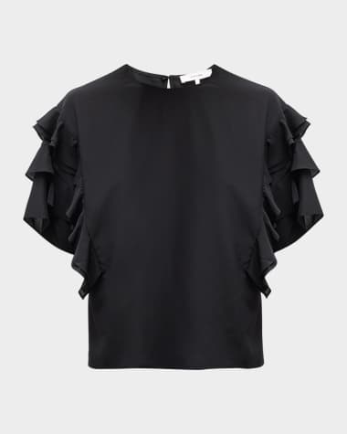 FRAME Ruffle-Sleeve Blouse