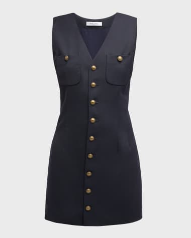 FRAME Tailored Button-Front Mini Dress