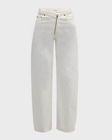 FRAME Barrel-Leg Crisscross Zip Jeans