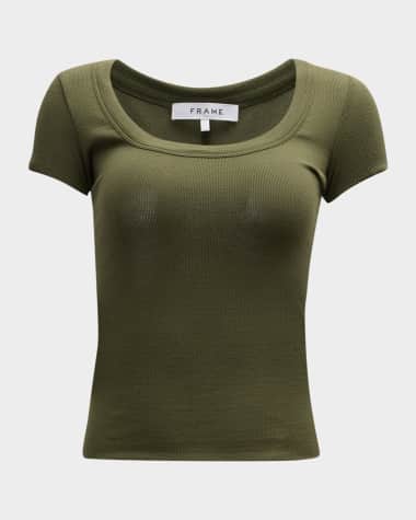 FRAME Ribbed Scoop-Neck Baby Tee