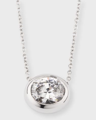 Fantasia by DeSerio Cubic Zirconia Bezel Set Oval Necklace