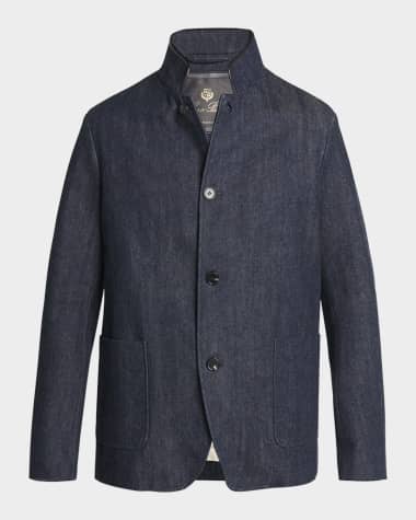 Loro Piana Men's Spagna Cashmere-Cotton Denim Jacket