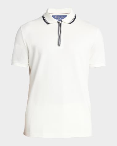Loro Piana Men's Comfort Pique Quarter-Zip Polo Shirt