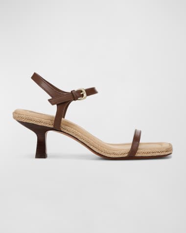 Vince Coco Leather Kitten-Heel Espadrille Sandals