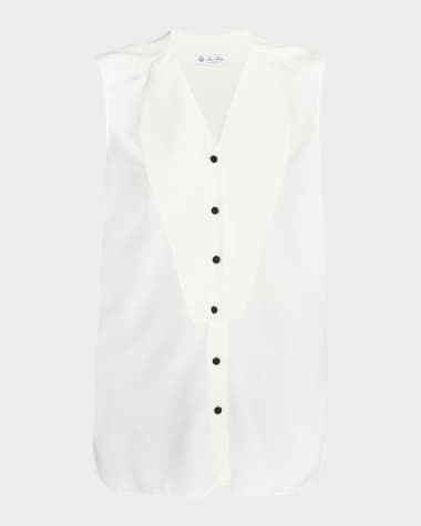 Loro Piana Caylee Silk Dyed Button-Front Blouse