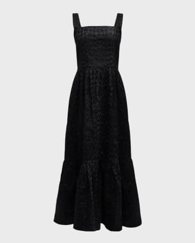 Atelier 17.56 Arianna Embroidered Square-Neck Midi Dress