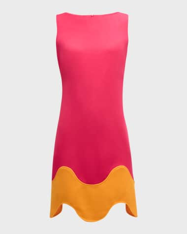 Trina Turk Attina Sleeveless Scalloped Crepe Mini Dress