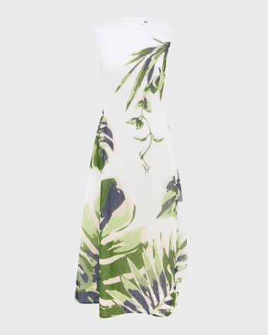 LEO LIN Cleo Sleeveless Linen-Blend Midi Dress