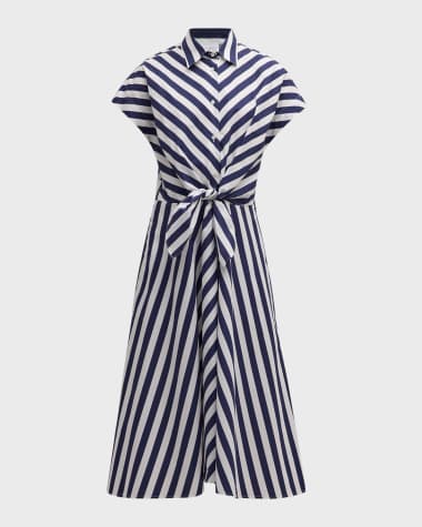 Sara Roka Draetra 75 Striped Cotton Midi Shirtdress