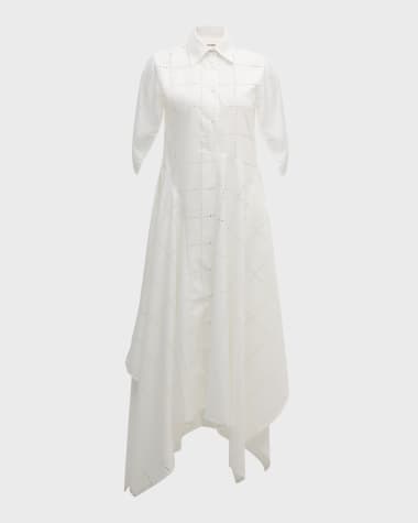 LOVEBIRDS Au Naturale Cutout Handkerchief Midi Shirtdress