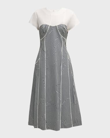 LOVEBIRDS Stripes On Me A-Line Cotton Midi Dress